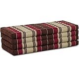 livasia Nachhaltige Klappmatratze aus Kapok, breite Gästematratze vierteilig, Faltbare Matratze, ökologische Yogamatte, klappbares Gästebett, Liege für Garten und Balkon 200x110x8cm (Weinrot)