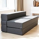 Schlafsofa 140 cm breit – Faltbare Schlafcouch und Gästematratze für 2, klappbares Sofa Bett – Extra dick 20cm und bequem H3 – Ideal für Gäste & Alltag – Test SEHR GUT Oeko-TEX Standard Klappmatratze