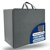 Beautissu Große Aufbewahrungstasche für Bettdecken, Kopfkissen, Klappmatratze 280 Liter – ‎67x100x42 cm – Bettzeug Aufbewahrungstasche Gartenauflagen Kleideraufbewahrung – Robust Tragetasche Grau