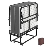 MUTUN Klappbett 80x190CM, Klappbetten mit 12CM Matratze, Murphy Bed, Gästebett Klappbar mit Schutzumschlag, Metallklapprahmen, Verstärktes Metallgitter, Belastbarkeit 250 kg