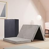 EGO Home Klappmatratze 80x195 cm, Gästematratze Klappbar Höhe 10 cm, Faltbare Matratze Härtegrade H3, Reisematratze, 3-Teilige Gel Visco Schaumstoff Faltmatratze für Reisen, Camping, Boden, Gästebet