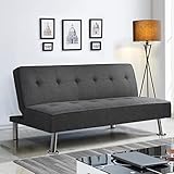 Yaheetech Schlafsofa mit Liegefläche 166,5 cm L × 92 cm B Bettsofa bis 350 kg Belastbar Schlafcouch für Wohnzimmer/Schlafzimmer/Gästezimmer grau