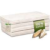 Vitabo Klappmatratze mit Kapok - 90x200x8cm - Faltmatratze, Gästematratze faltbar, Campingmatratze Camper Van, Baumwollbezug (Creme)