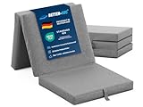 Betten-ABC - Faltmatratze grau (3-TLG.) - ideale für Gäste - Klappmatratze für Reisen, Camping & Kinder zum Spielen - Oeko-TEX-Zertifiziert - Bezug aus Baumwolle & Polyester - leicht verstaubar