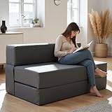 Schlafsofa 120 cm breit – Faltbare Schlafcouch und Gästematratze für 2, klappbares Sofa Bett – Extra dick 20cm und bequem H3 – Ideal für Gäste & Alltag – Test SEHR GUT Oeko-TEX Standard Klappmatratze