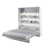 MEBLINI Schrankbett Bed Concept - Wandbett mit Lattenrost - Klappbett mit Schrank - Wandklappbett - Murphy Bed - Bettschrank - BC-13-180x200cm Vertikal - Weiß Hochglanz/Weiß