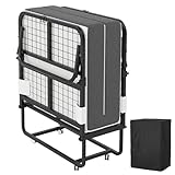 CAIYUN Klappbett 80x190cm Erwachsene mit ca.13CM Matratze aus Gedächtnisschaum Gästebett Klappbar Metallrahmen Klappbetten mit Rollen Reisebett Faltbares Metallbett Stabil bis 200 kg belastbar