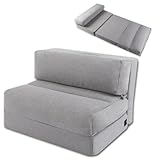 ZonLi Futon Schlafsofa, Doppelbett, Futon-Sofa, Couch, Memory-Schaum, Klappmatratze, Schlafsessel mit waschbarem Bezug, für Wohnzimmer, Schlafsaal, Gästezimmer, Heimbüro, Dachboden, Wohnung (grau)