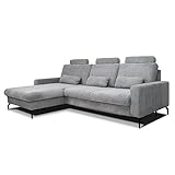 VitaliSpa Sofa L Form Beata, Grau, 302 x 180 cm mit Bettkasten