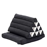 Leewadee Thai-Kissen Falt-Matratze Chill-Out Klapp-Matte Gepolsterte Lesestütze Boden-Liege-Matte mit Dreieck-Kissen Thai-Matte, Kapok, 75 x 50 cm, Schwarz