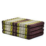 Leewadee Klappmatratze Gästebett Klappbar Auto Matratze Gästematratze Klappbar Faltbare Matratze, Kapok, 200 x 70 cm, Braun Grün