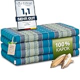 livasia Nachhaltige Klappmatratze aus Kapok - 200x80x8cm - Gästematratze, Faltbare Matratze für Van, ökologische Yogamatte, klappbares Gästebett, Liege für Garten und Balkon (Hellblau)