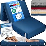 ELONEO Klappmatratze, Gästematratze, 3-teilige Faltmatratze, Schaumstoff extra dick (15cm), waschbar, Bandscheibenwürfel, klappbar, Faltbare Matratze, Erwachsene (Blau, 90 x 200 x 15 cm)
