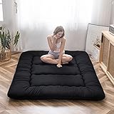 MAXYOYO Klappmatratze Futon Matratze Bodenmatratze Gepolsterte Japanische Tatami Gesteppte Bett, Dicke Faltmatratze Schlafmatte Rollmatratze Bodenliege Gästematratze (Schwarz, 135x190 cm)