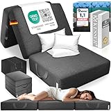 KESSER® Klappmatratze 75 x 195 x 15 cm Gästematratze 3-Fach faltbar zum Sitzhocker Faltmatratze Schaumstoff 25kg/m³ extra dick 15cm atmungsaktiv waschbar Abnehmbarer Bezug inkl. Camping Tragetasche