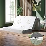 TeQsli Faltmatratze für Doppelbett, 10 cm Gel-Memory-Schaum, dreifach faltbar, 100 cm mit ultraweichem, waschbarem Bezug, Gästebett, 100 Nächte kostenlose Probezeit