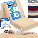 ELONEO Klappmatratze, Gästematratze, 3-teilige Faltmatratze, Schaumstoff extra dick (15cm), waschbar, Bandscheibenwürfel, klappbar, Faltbare Matratze, Erwachsene (Creme, 75 x 195 x 15 cm)