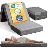 Coolux Sleep Faltmatratze 195x75x10cm, Platzsparend Klappmatratze, 3-teilige Schaumstoffmatratze für Gästebett, Reisen, Camping, Boden, Verschleißfester Matratzenbezug Öko-Tex Zertifiziert (Grau)