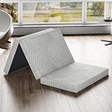 EGOHOME Klappmatratze 65x196 cm, Gästematratze Klappbar Höhe 10 cm, Faltbare Matratze Härtegrade H3, Reisematratze, 3-Teilige Gel Visco Schaumstoff Faltmatratze für Reisen, Camping, Boden, Gästebet