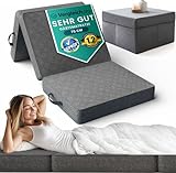 Klappmatratze – Gästematratze klappbar – 14cm dick & bequem H3 – Faltbare Matratze, platzsparend klappbar – Reisebett Erwachsene – Test SEHR GUT Oeko TEX Standard – Waschbarer Bezug - 75 x 195 cm