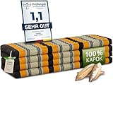 Nachhaltige Klappmatratze Kapok XXL - 200x140x8cm - extrabreite Gästematratze, Faltbare Matratze doppel, ökologische Yogamatte, Gästebett klappbar, Liege Garten Balkon (Schwarz/Orange)