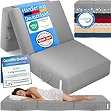 ELONEO Klappmatratze, Gästematratze, 3-teilige Faltmatratze, Schaumstoff extra dick (15cm), waschbar, Bandscheibenwürfel, klappbar, Faltbare Matratze, Erwachsene (Grau, 75 x 195 x 15 cm)
