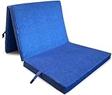 Katex 3 teilige Klappmatratze 7 cm dick Matratze für Faltmatratze, Gästematratze, faltbar, Camping Sitzblock, Bezug ist maschinenwaschbar(Blau120x60x7cm)