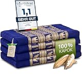livasia Nachhaltige Klappmatratze aus Kapok - 200x80x8cm - Gästematratze mit Thaiseide, Matratze faltbar für Van, ökologische Yogamatte, Gästebett klappbar, Liege Garten Balkon (Blau/Elefanten Seide)