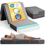 Coolux Sleep 7-Zonen Klappmatratze 195x75x15cm, Faltbare Gästematratze und Camping Matratze, Gedächtnisschaum Mittel Fest für optimalen, Liegekomfort Tragbar mit Griff Öko-Tex Zertifiziert(Grau)