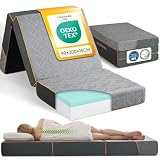 Coolux Sleep Klappmatratze 90x200 cm, 15 cm hoch, 3-teilige Gästematratze aus Gel Schaumstoff, Faltbare Matratze für Gästebett Reisebett Platzsparend Öko-Tex Zertifiziert