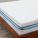 Linenspa Matratzen Topper 120 x 190 cm, 7,5cm hoch – Matratzenauflage mit Gel Memory Foam und waschbarem Bezug mit Reißverschluss – Öko-Tex, Weiß