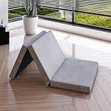 EGOHOME Klappmatratze 65x196 cm, Hoch 10 cm Gästematratze Klappbar, Härtegrade H3 Faltbare Matratze, Reisematratze, 3-Teilige Visco Gel Schaumstoff Faltmatratze für Reisen, Camping, Boden, Gästebet