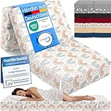 ELONEO Klappmatratze, Gästematratze, 3-teilige Faltmatratze, Schaumstoff extra dick (15cm), waschbar, Bandscheibenwürfel, klappbar, Faltbare Matratze, Erwachsene (Regenbogen, 75 x 195 x 15 cm)