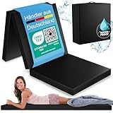 ELONEO Outdoor und Indoor Klappmatratze 90x200 cm, Campingmatratze wasserfest, 3-teilige Faltmatratze, 8 cm Höhe, Campingbett, Gästematratze schwarz
