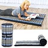 Leewadee Faltbare Bodenmatratze - Japanischer Rollbarer Futon - Tatami Faltmatte - Gästebett - Camping Matratze - Thai Massage Matte, Kapok Füllung, Blau