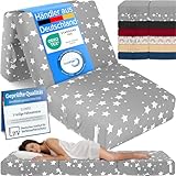 ELONEO Klappmatratze, Gästematratze, 3-teilige Faltmatratze, Schaumstoff extra dick (15cm), waschbar, Bandscheibenwürfel, klappbar, Faltbare Matratze, Erwachsene (Sterne, 90 x 200 x 15 cm)