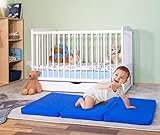 Alcube® Reisebett Matratze 70x140 cm für Baby Faltmatratze klappbar Reisebettmatratze Baby Matratze 70 x 140 cm Klappmatratze mit Baumwollbezug in praktischer Tragetasche - Blau