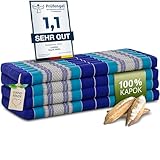 Nachhaltige Klappmatratze aus Kapok - 200x110x8cm - breite Gästematratze, Faltbare Matratze, ökologische Yogamatte, klappbares Gästebett, Liege für Garten und Balkon (Blau)