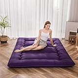 MAXYOYO Klappmatratze Futon Matratze Bodenmatratze Gepolsterte Japanische Tatami Gesteppte Bett, Dicke Faltmatratze Schlafmatte Rollmatratze Bodenliege Gästematratze (Lila, 90x190 cm)