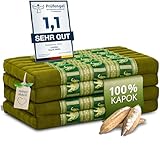 livasia Nachhaltige Klappmatratze aus Kapok - 200x80x8cm - Gästematratze mit Thaiseide, Matratze faltbar für Van, ökologische Yogamatte, Gästebett klappbar, Liege Garten Balkon (Grün/Elefanten Seide)