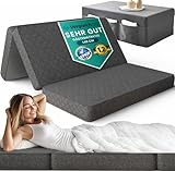 Klappmatratze – Gästematratze klappbar – 14cm dick & bequem H3 – Faltbare Matratze, platzsparend klappbar – Reisebett Erwachsene – Test SEHR GUT Oeko TEX Standard – Waschbarer Bezug - 140 x 195 cm