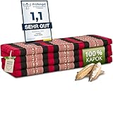livasia Nachhaltige Klappmatratze Kapok XXL - 200x140x8cm - extrabreite Gästematratze, Faltbare Matratze doppel, ökologische Yogamatte, Gästebett klappbar, Liege Garten Balkon (Rot/Elefanten)