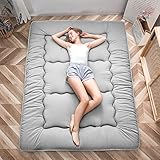 MAXYOYO Klappmatratze Futon Matratze Bodenmatratze Gepolsterte Japanische Tatami Gesteppte Bett, Dicke Faltmatratze Schlafmatte Rollmatratze Bodenliege Gästematratze (Grau, 150x200 cm)