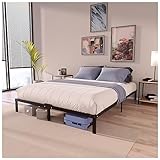 Dreamzie Bett 160x200 mit Lattenrost aus Metall - Bettgestell 160x200 für Matratze, Höche 35cm - Großer Stauraum, Leicht zu Montieren und Stabil - Schwarzer Lattenrost