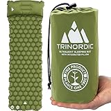 TRINORDIC Aufblasbare Isomatte, Waldgrün, Nylon, 520g, 190x58x5cm, Einzel, Wasserresistent, Luftpolster, Outdoor-Abenteuer mit Kissen & Garantie