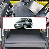 BREMER SITZBEZÜGE Multiflexboard klappbar& Klappmatratze kompatibel mit VW Caddy ab 2003-2022 Bettverlängerung Camping Zubehör Wohnmobilbett Camper Schlafauflage Höhe ca. 31cm Konsolen in Schwarz